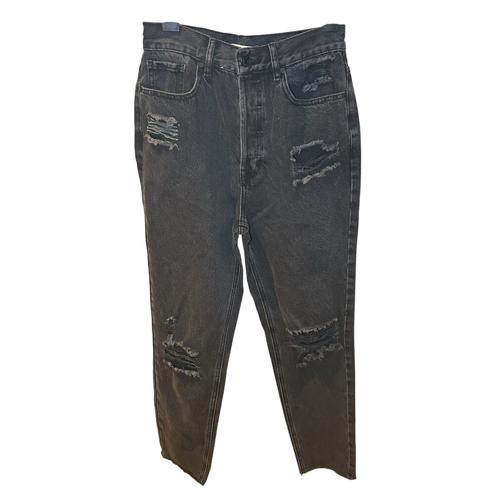 PacSun Ultra High Rise Slim Black Distressed Jeans size 27